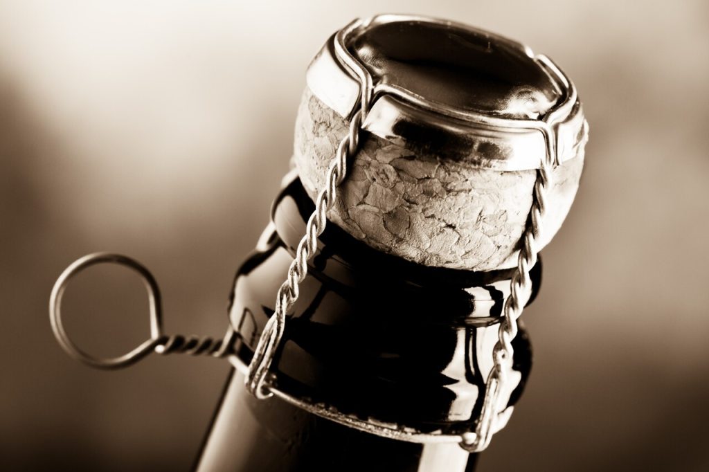 Detail of a sparkling wine stopper